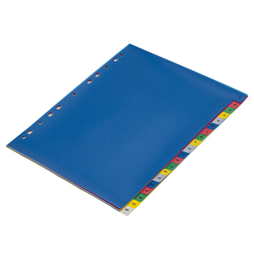 Разделитель пластиковый широкий BRAUBERG, А4+, 20 листов, цифровой 1-20, оглавление, цветной фото 4