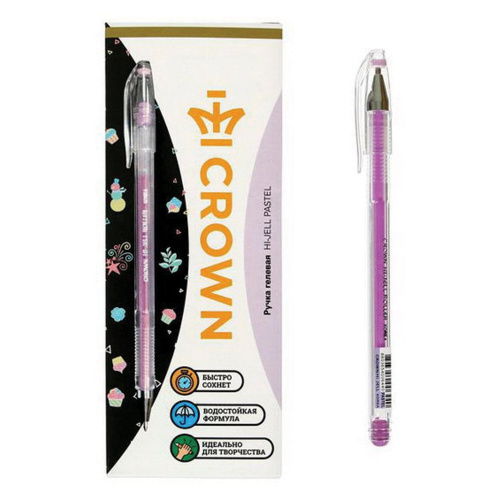 Ручка гелевая CROWN "Hi-Jell Pastel", фиолетовая пастель, 0,8 мм, линия письма 0,5 мм фото 4