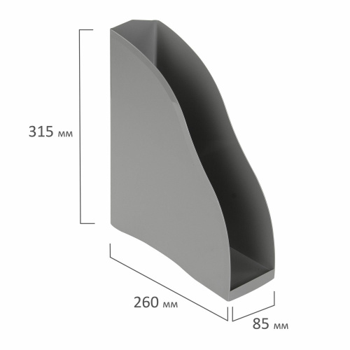 Лоток вертикальный для бумаг BRAUBERG "Cosmo", 260х85х315 мм, серый фото 5