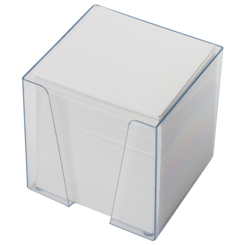 Блок для записей BRAUBERG в подставке прозрачной, куб 9х9х9 см, белизна 95-98%, белый фото 2
