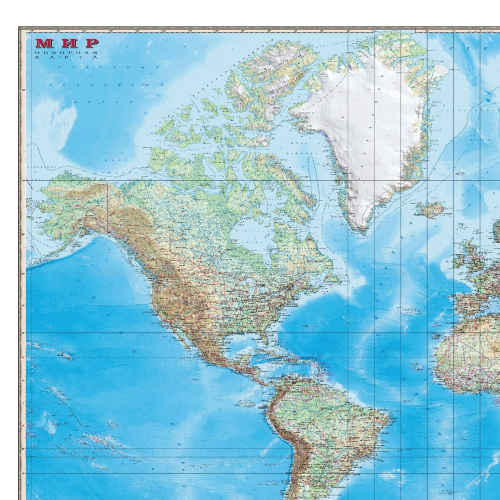 Карта настенная DMB "Мир. Обзорная карта. Физическая с границами", М-1:15 млн., 192х140 см, ламинир фото 4