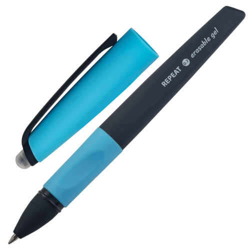 Ручка стираемая гелевая с эргономичным грипом BRAUBERG REPEAT, линия письма 0,5 мм, синяя