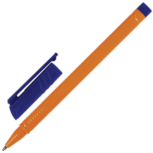 Ручка шариковая BRAUBERG "Solar", трехгранная, корпус оранжевый, узел 1 мм, синяя фото 2