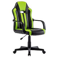 Кресло компьютерное BRABIX "Stripe GM-202", экокожа, черное/зеленое