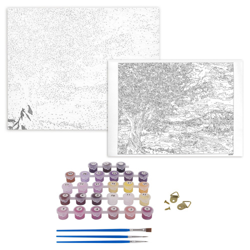 Картина по номерам ОСТРОВ СОКРОВИЩ "Цветущая сакура", 40х50 см, 3 кисти, акриловые краски фото 7