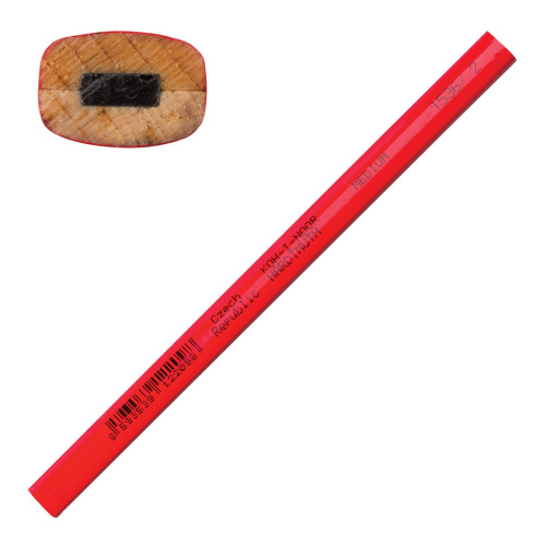 Карандаш столярный KOH-I-NOOR, НВ, грифель 5х2 мм, корпус красный
