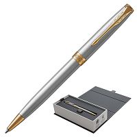 Ручка шариковая PARKER "Sonnet Core Stainless Steel GT", серебристый корпус, черная