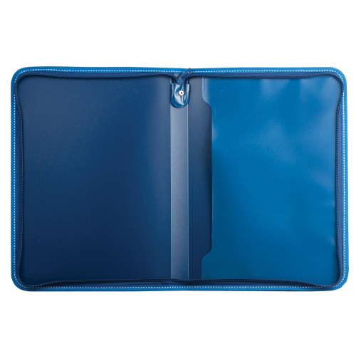 Папка на молнии пластиковая BRAUBERG "Contract", А4, 335х242 мм, внутренний карман, синяя фото 4