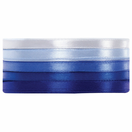 Лента BRAUBERG, ширина 6 мм, 5 цветов по 23 м, атласная, синий спектор фото 2