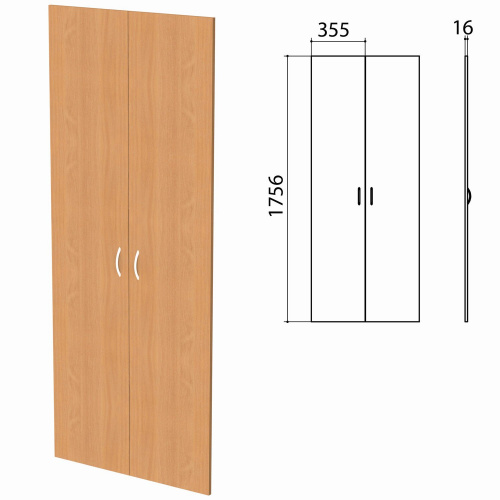 Дверь ЛДСП высокая "Бюджет", 2 шт., 355х16х1756 мм, груша ароза