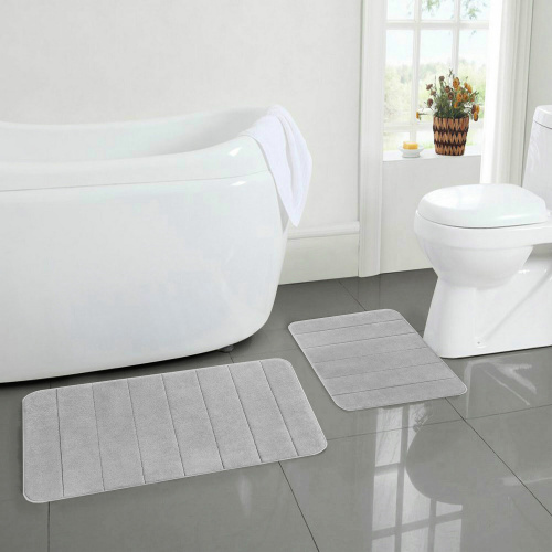 Комплект ковриков MEMORY EFFECT для ванной 50х80 см и туалета 40х60 см светло-серый LAIMA HOME, 608446 фото 8