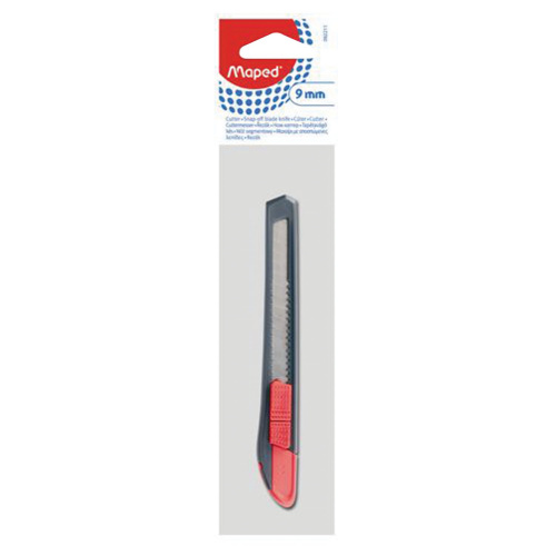 Нож канцелярский MAPED "Start", 9 мм, фиксатор, корпус черно-красный, европодвес фото 2