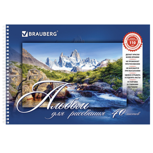 Альбом для рисования BRAUBERG "Удивительная Природа", А4, 40 л., 205х290 мм, обложка картон фото 2