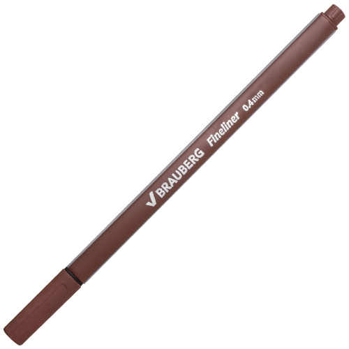Ручка капиллярная (линер) BRAUBERG "Aero", трехгранная, металлический наконечник, коричневая фото 9