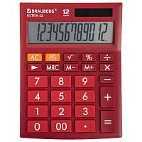 Калькулятор настольный BRAUBERG , 192x143 мм, 12 разрядов, двойное питание, бордовый