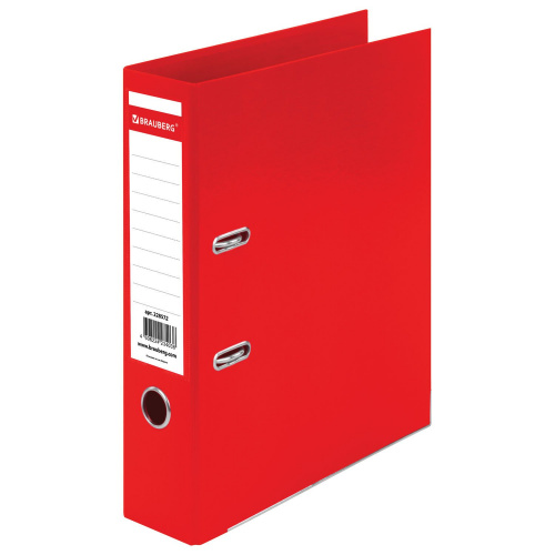 Папка-регистратор BRAUBERG "EXTRA", 75 мм, красная, двустороннее покрытие пластик, металлич уголок