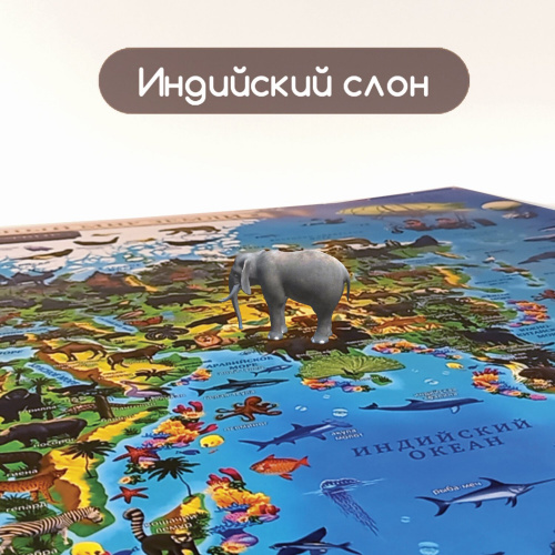 Карта мира ЮНЛАНДИЯ "Животный и растительный мир", 101х69 см, интерактивная, в тубусе фото 5
