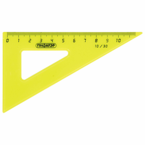 Набор чертежный малый ПИФАГОР, линейка 16 см, 2 треугольника, транспортир, неоновый, европодвес фото 5