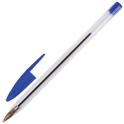 Ручка шариковая STAFF "Basic BP-01", длина корпуса 14 см, линия письма 0,5 мм, синяя