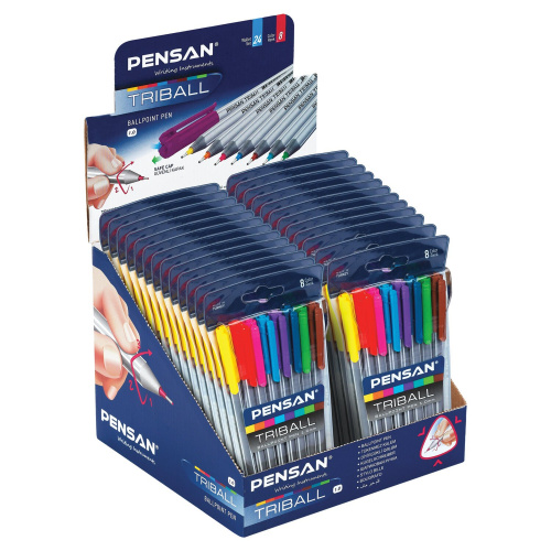 Ручки шариковые масляные PENSAN "Triball Colored", 8 шт., линия письма 0,5 мм, ассорти фото 8