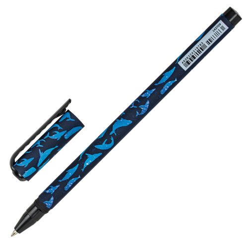 Ручка шариковая BRAUBERG SOFT TOUCH STICK "WHALE", мягкое покрытие, узел 0,7 мм, синяя фото 3