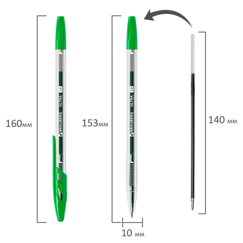 Ручка шариковая BRAUBERG "ULTRA", узел 1 мм, зеленая фото 7
