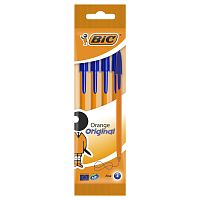 Ручки шариковые BIC "Orange Original Fine", 4 шт., узел 0,8 мм, линия письма 0,3 мм, пакет, синие