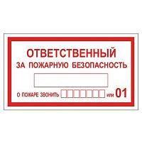 Знак вспомогательный ФОЛИАНТ "Ответственный за пожарную безопасность", 250х140 мм, самоклейка
