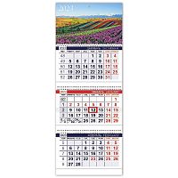 Календарь квартальный с бегунком 2023 г. HATBER "Цветущие долины", 3 блока, 3 гребня