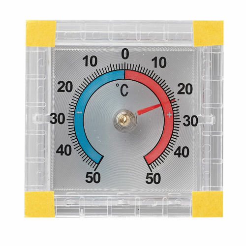 Термометр оконный биметаллический ПТЗ, крепление на липучку, диапазон от -50 до +50°C