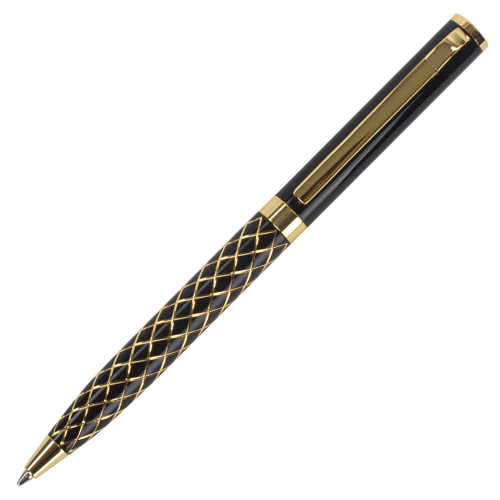 Ручка подарочная шариковая GALANT "Klondike", корпус черный с золотистым, синяя фото 7