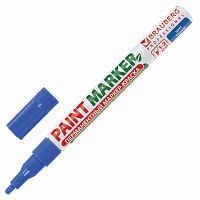 Маркер-краска лаковый (paint marker) BRAUBERG PROFESSIONAL, 2 мм, без запаха, алюминий, синий