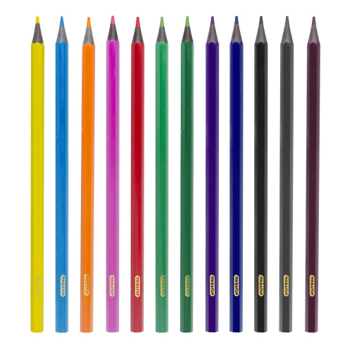 Карандаши цветные ПИФАГОР "СКАЗОЧНЫЙ ГОРОД", 12 цветов, черный пластик, заточенные фото 2