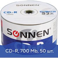 Диски CD-R SONNEN, 700 Mb, 52x Bulk, 50 шт.