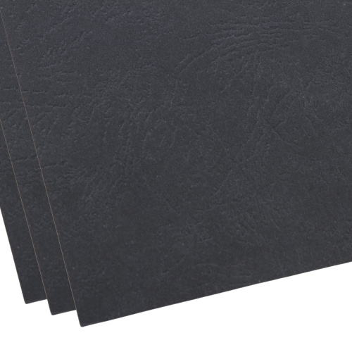 Обложки картонные для переплета ОФИСМАГ, А4, 100 шт., тиснение под кожу, 230 г/м2, черные фото 3