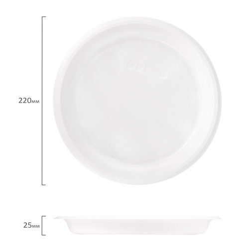 Одноразовые тарелки плоские LAIMA "СТАРТ", 100 шт., пластик, белые, холодное/горячее фото 9