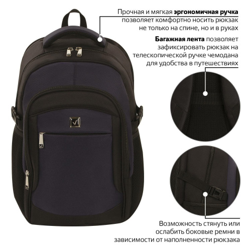 Рюкзак BRAUBERG URBAN, 48х20х32 см, универсальный, с отделением для ноутбука, крепление на чемодан фото 3