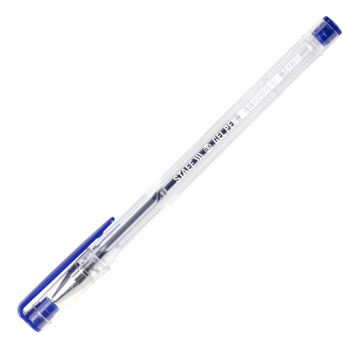 Ручка гелевая STAFF "Basic", синяя, корпус прозрачный, хромированные детали, линия письма 0,35 мм фото 3