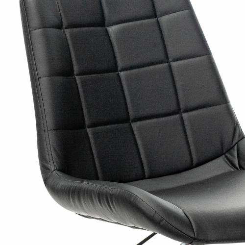 Кресло BRABIX "Deco MG-316", без подлокотников, пятилучие серебристое, экокожа, черное фото 7