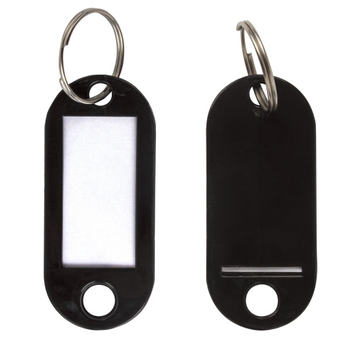 Бирки для ключей STAFF,  50 шт., длина 50 мм, инфо-окно 30х15 мм, черные фото 4