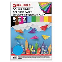 Цветная бумага BRAUBERG, А3, тонированная, 20 л., 10 цв., 80 г/м2