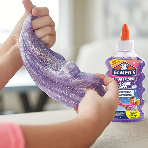 Клей для слаймов канцелярский с блестками ELMERS "Glitter Glue", 177 мл, фиолетовый фото 2
