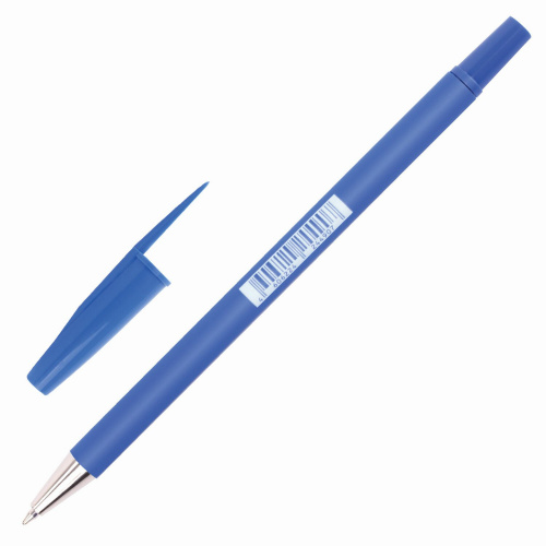 Ручка шариковая BRAUBERG "Capital-X", СИНЯЯ, корпус soft-touch синий, линия письма 0,35 мм, синяя фото 2