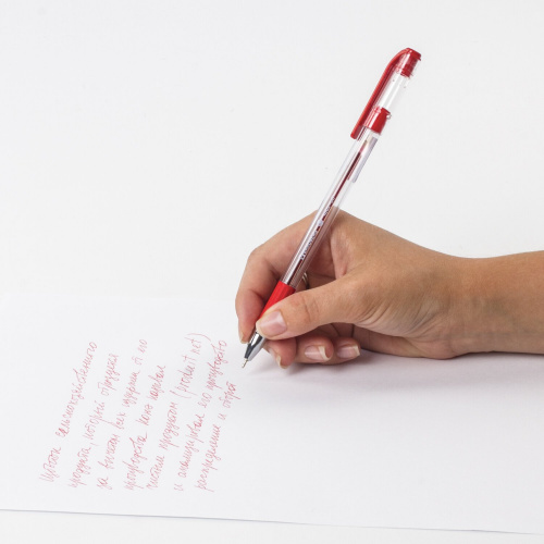 Ручка шариковая масляная с грипом BRAUBERG "Max-Oil", линия письма 0,35 мм, красная фото 4