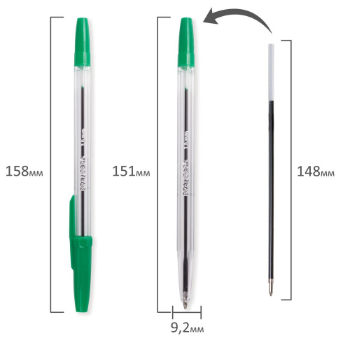 Ручка шариковая BRAUBERG "Line", корпус прозрачный, линия письма 0,5 мм, зеленая фото 6