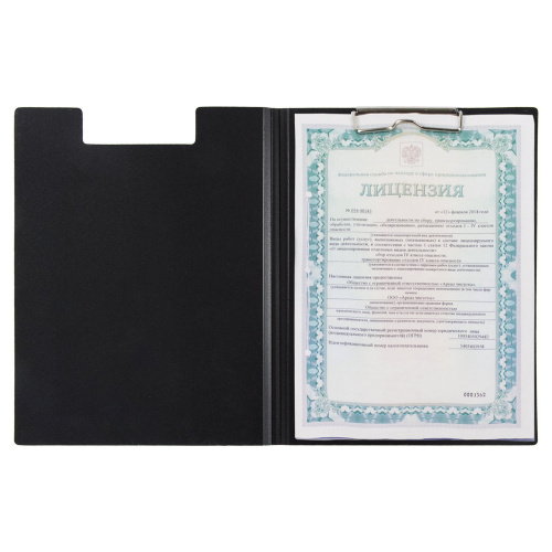 Папка-планшет BRAUBERG "Стандарт", А4, с прижимом и крышкой, пластик, 0,9 мм, черная фото 3