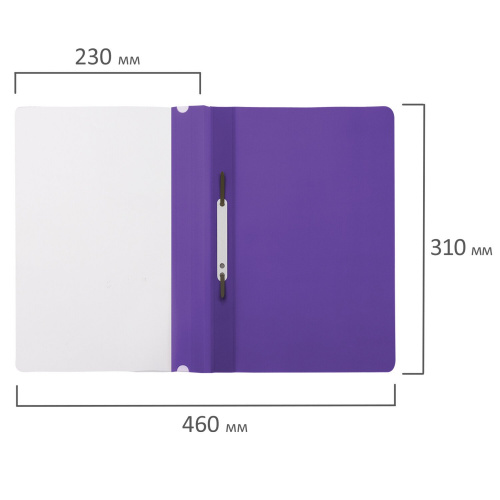Скоросшиватель пластиковый STAFF, А4, 100/120 мкм, фиолетовый фото 3