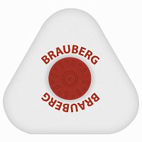 Ластик BRAUBERG "Energy", 45х45х10 мм, белый, треугольный, красный пластиковый держатель