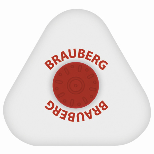 Ластик BRAUBERG "Energy", 45х45х10 мм, белый, треугольный, красный пластиковый держатель