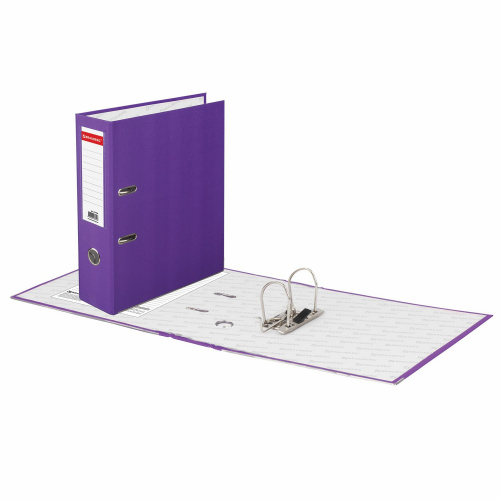Папка-регистратор BRAUBERG, покрытие из ПВХ, 80 мм, с уголком, фиолетовая фото 2